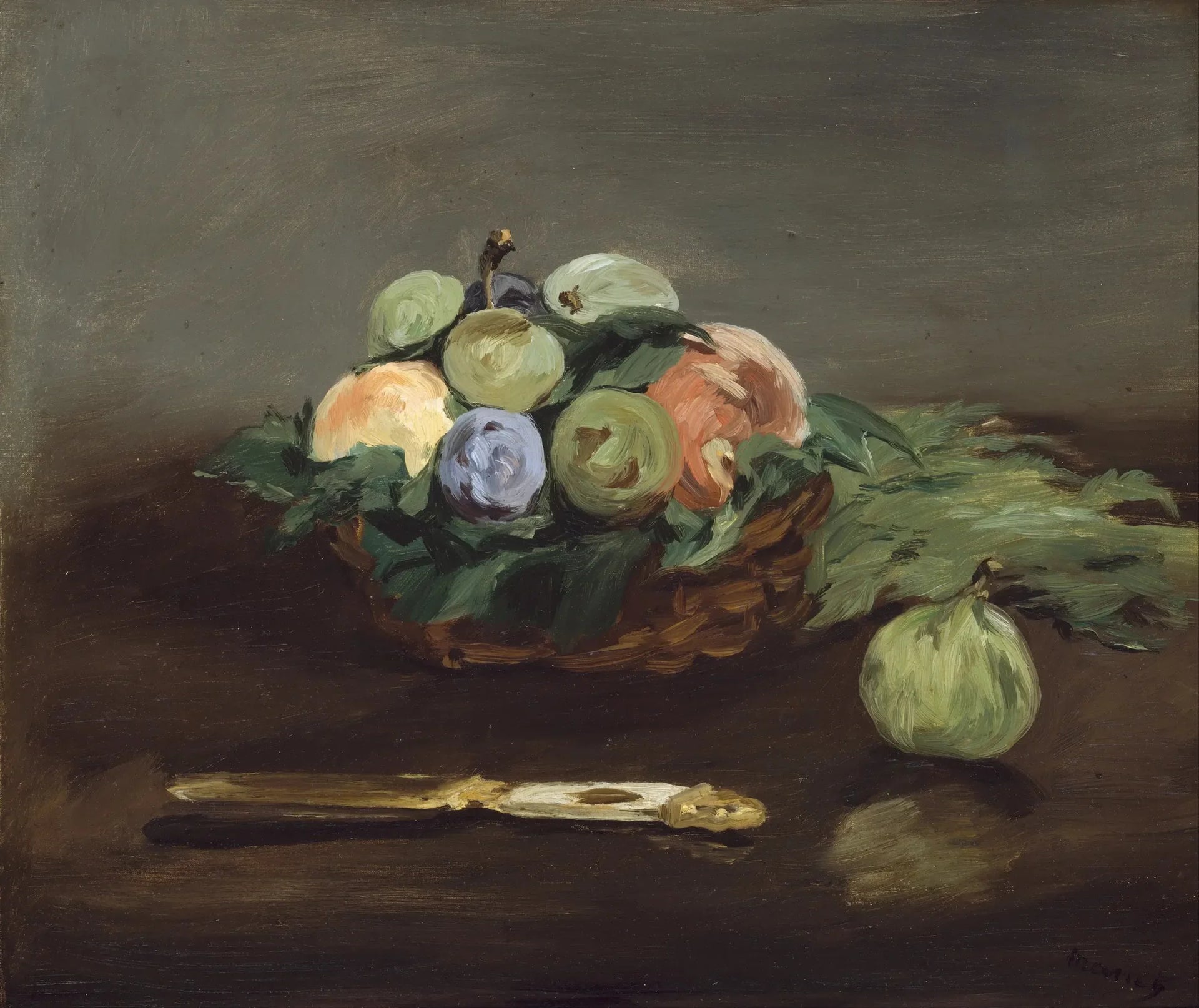 Panier de fruits - Édouard Manet image 1 copie de tableau peinte à la main
