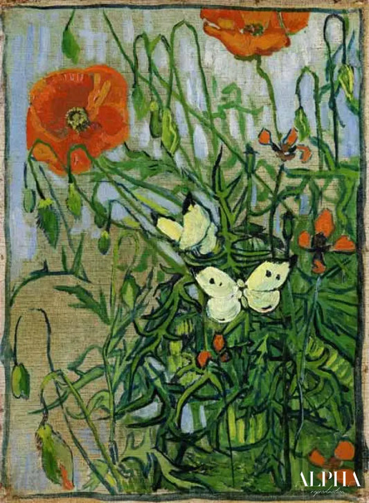 Papillons et pavots - Van Gogh - Reproductions de tableaux et peintures haut de gamme