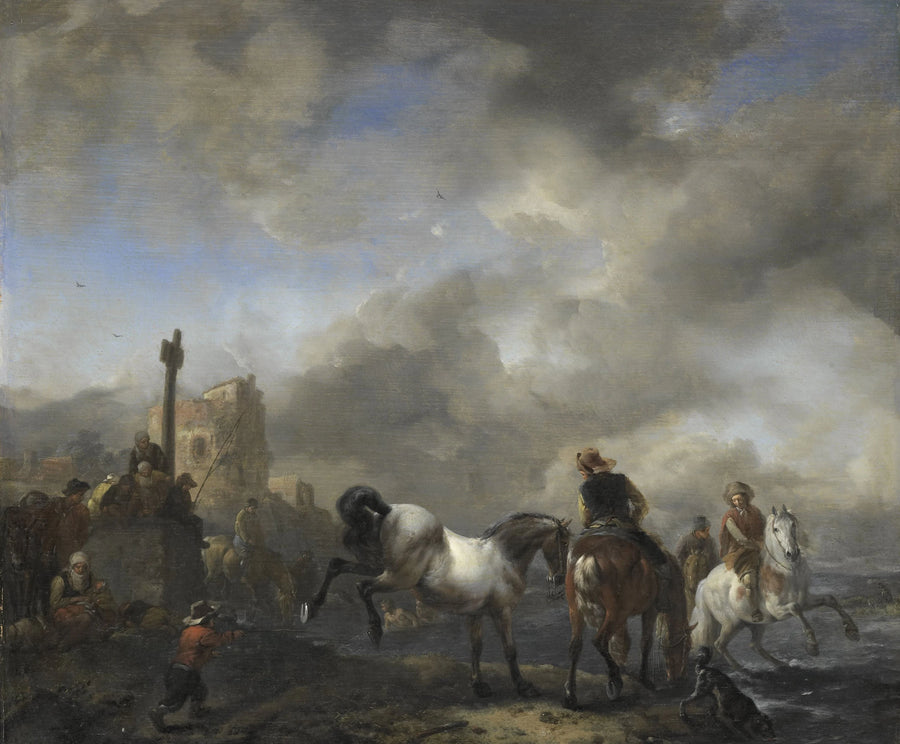 Paris hippiques à une borne frontière - Philips Wouwerman