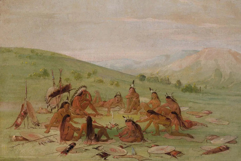 Parti de la guerre à pied au conseil, Mandan - جورج كاتلين