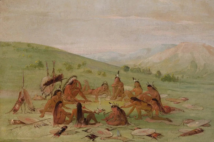 Parti de la guerre à pied au conseil, Mandan - جورج كاتلين