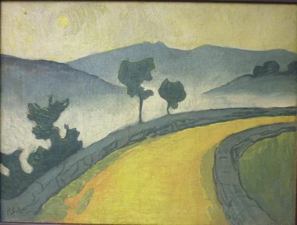 Route dorée. (châssis) Route de Châteauneuf-du-Faou. Le chemin jaune, Châteauneuf-du-Faou, peinture de Paul Sérusier