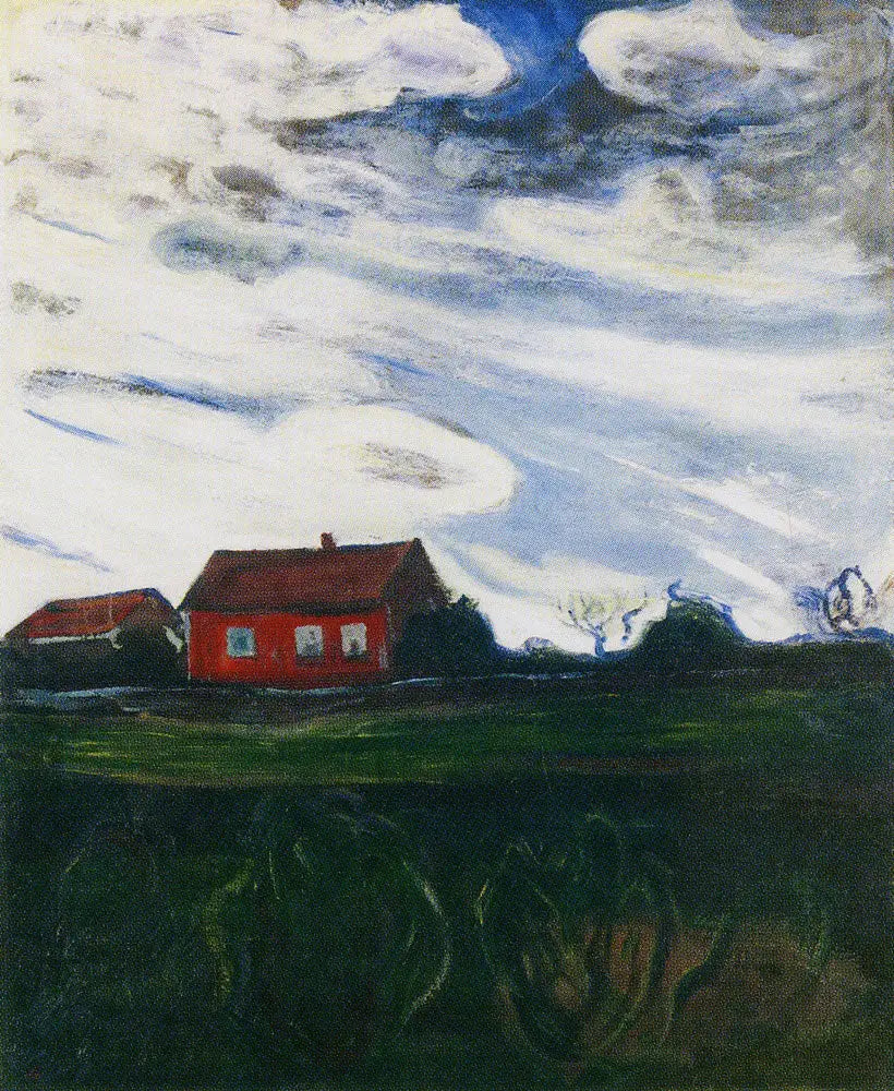 Reproduction du tableau « Paysage à la maison rouge - Edvard Munch » par Alpha Reproduction en peinture à l’huile