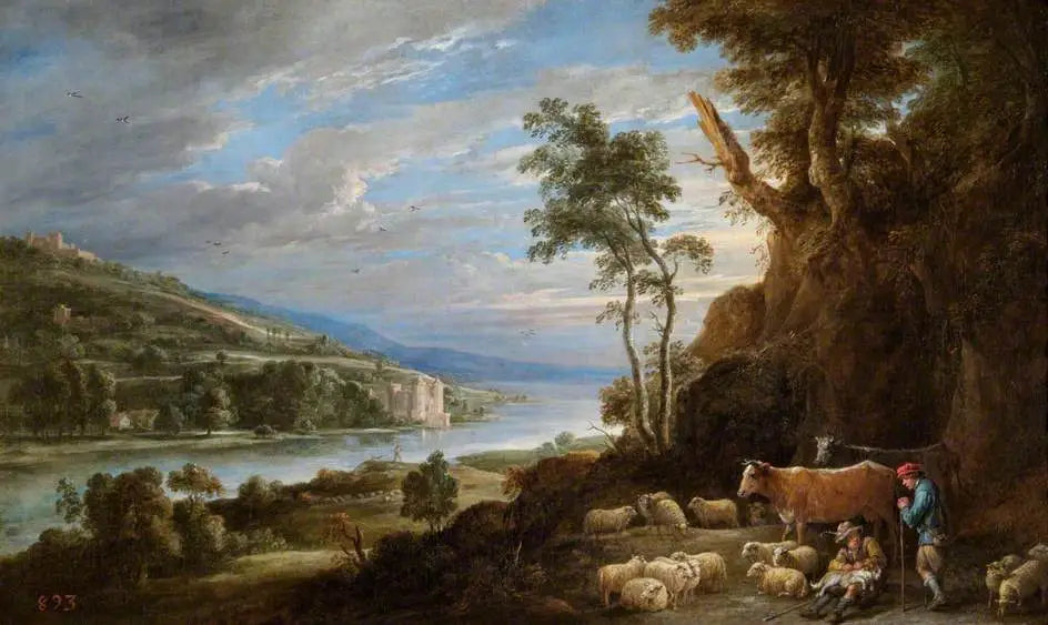 Paysage avec des bergers et une vue lointaine d’un château - David Teniers le Jeune - Alpha Reproduction