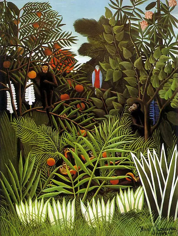 Paysage avec des singes exotiques et un perroquet - Henri Rousseau - Alpha Reproduction