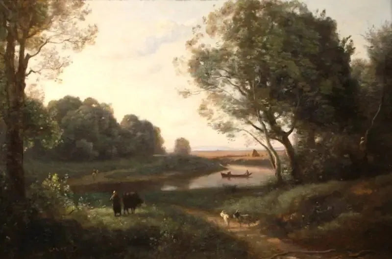 Paysage avec personnages - Jean-Baptiste Camille Corot image 1 copie peinte à la main à l’huile