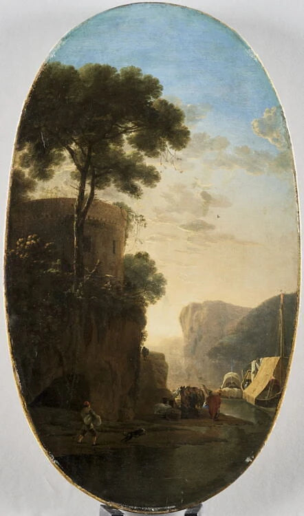 Paysage avec une tour surplombant une rivière - Jan Asselijn
