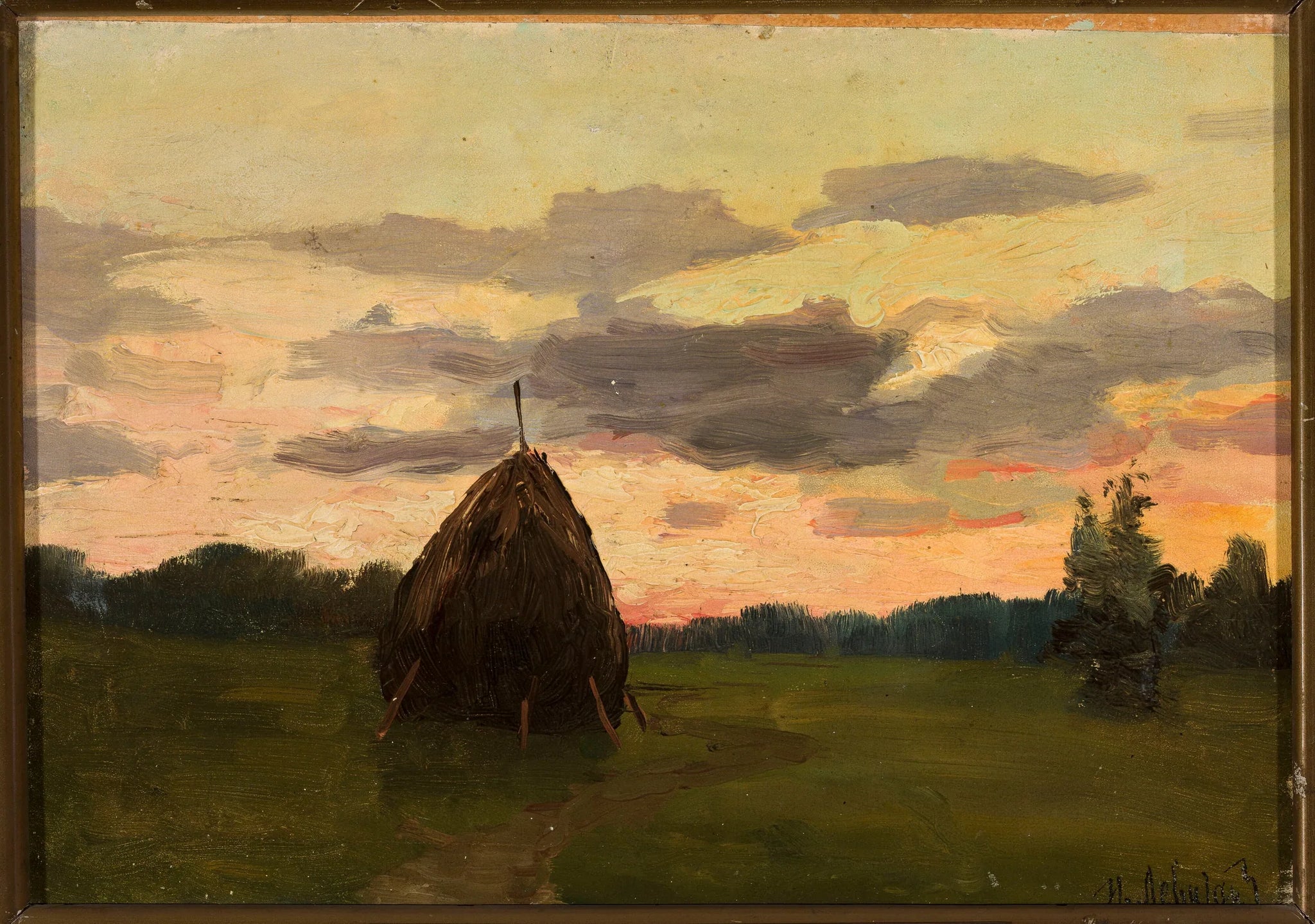 Paysage avec une meule de foin - Isaac Levitan image 1 reproduction d’œuvre d’art à l’huile