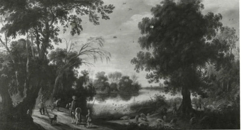 Paysage boisé avec vue sur un lac - Sébastien Vrancx