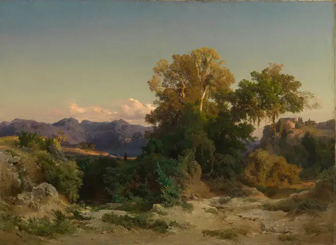 Paysage de la campagne romaine - Arnold Böcklin image 1 reproduction de peinture à l’huile