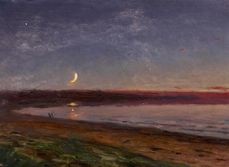 منظر شاطئي في المساء مع شخصيتين. - Peder Severin Krøyer