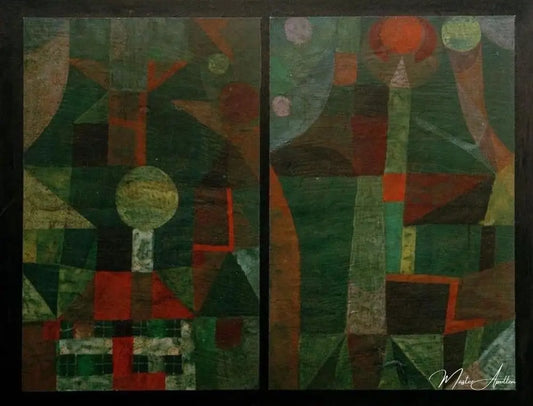 Paysage en vert avec du rouge - Paul Klee - Reproductions de tableaux et peintures haut de gamme