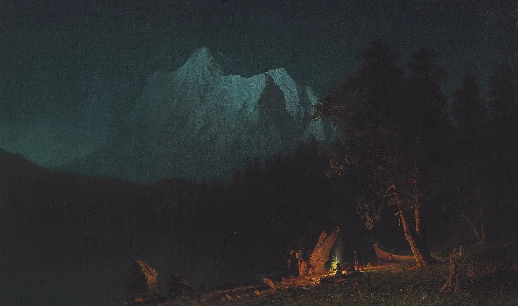 Paysage montagneux au clair de lune - Albert Bierstadt - Alpha Reproduction