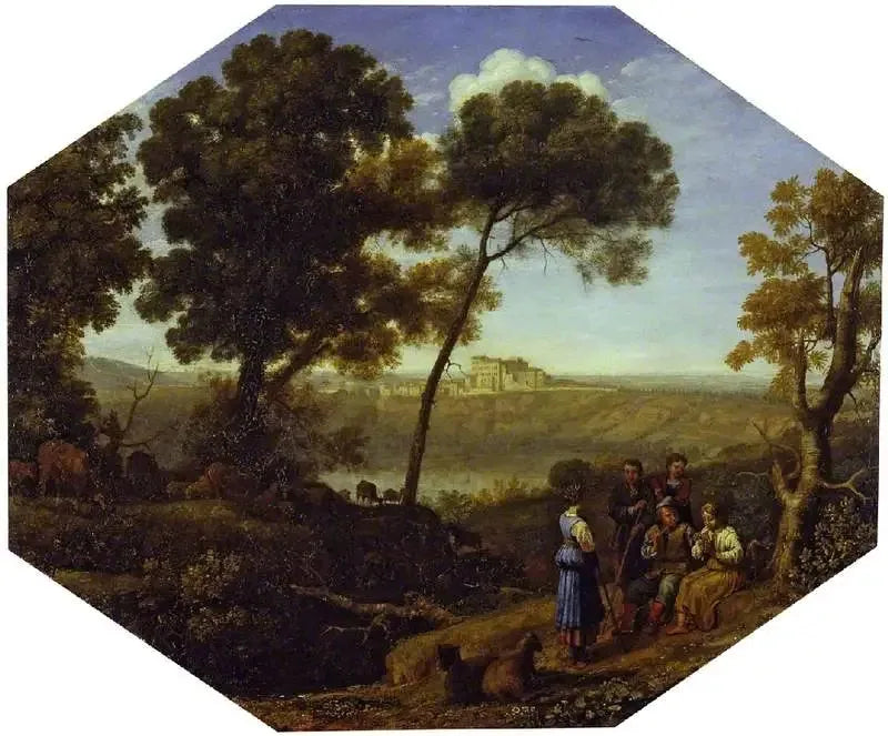 منظر ريفي مع بحيرة ألبانو و Castel Gandolfo - كلود لورين