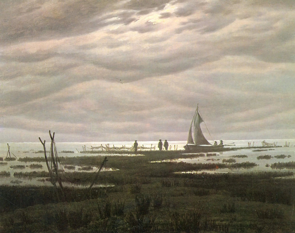 Paysage plat dans la baie de Greifswald - Caspar David Friedrich image 1 reproduction de peinture à l’huile