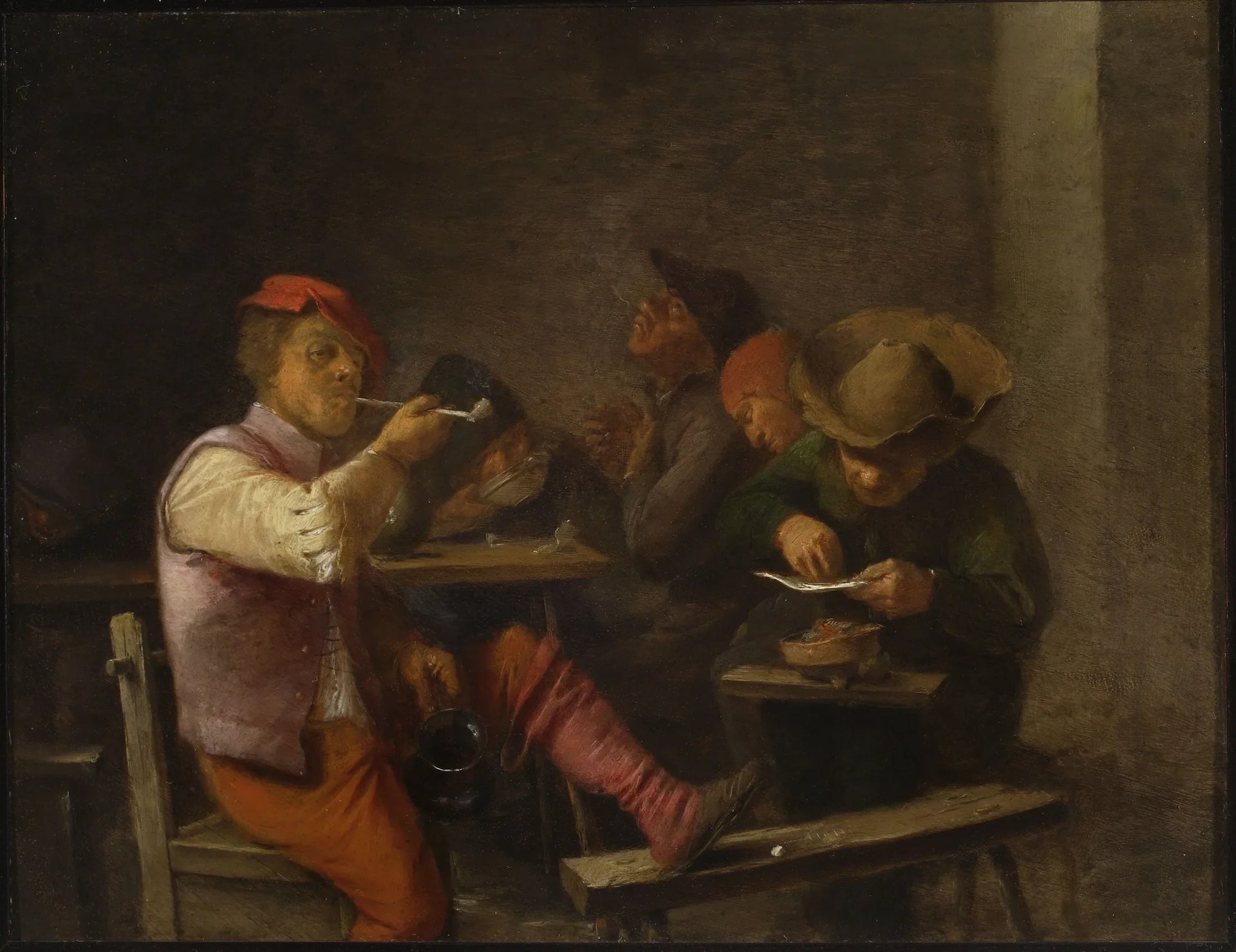 Paysan fumant du tabac dans une taverne - Adriaen Brouwer image 1 reproduction réalisée par Alpha Reproduction