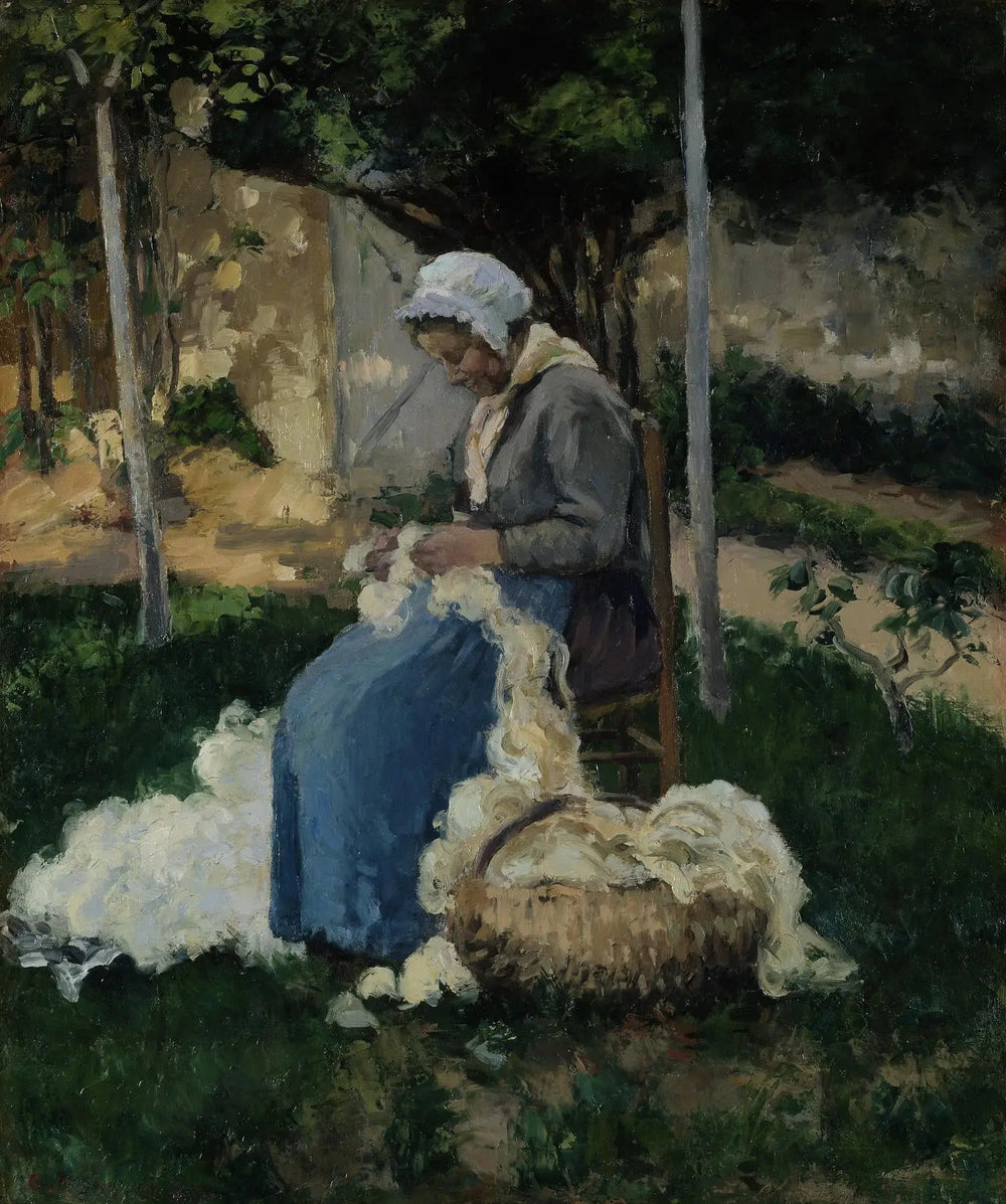 Paysanne démêlant de la laine - Camille Pissarro image 1 reproduction artisanale de tableau