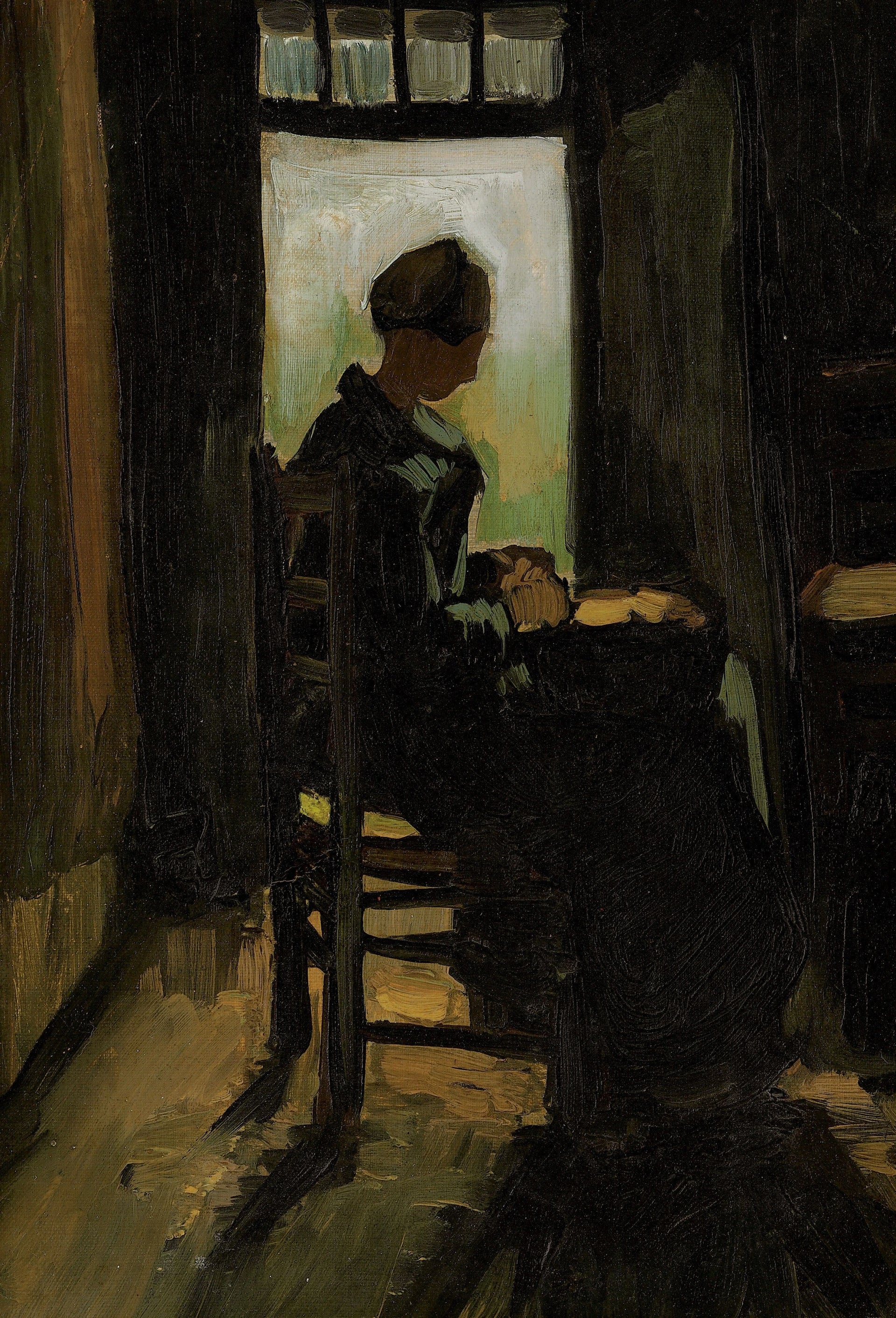 Paysanne devant une porte ouverte épluchant des pommes de terre F73 JH717 — Van Gogh