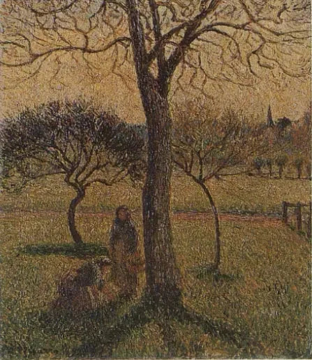 Paysannes près d'un noyer - Camille Pissarro image 1 reproduction de peinture à l’huile