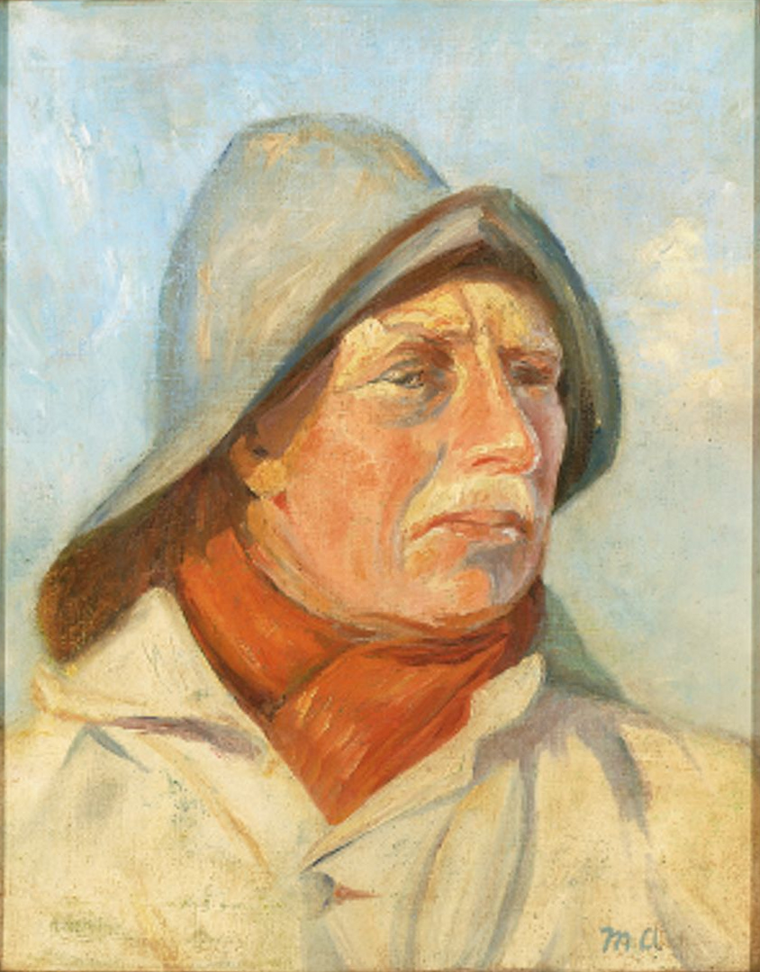 Pêcheur portant un ciré et une écharpe rouge. - Michael Peter Ancher - Alpha Reproduction