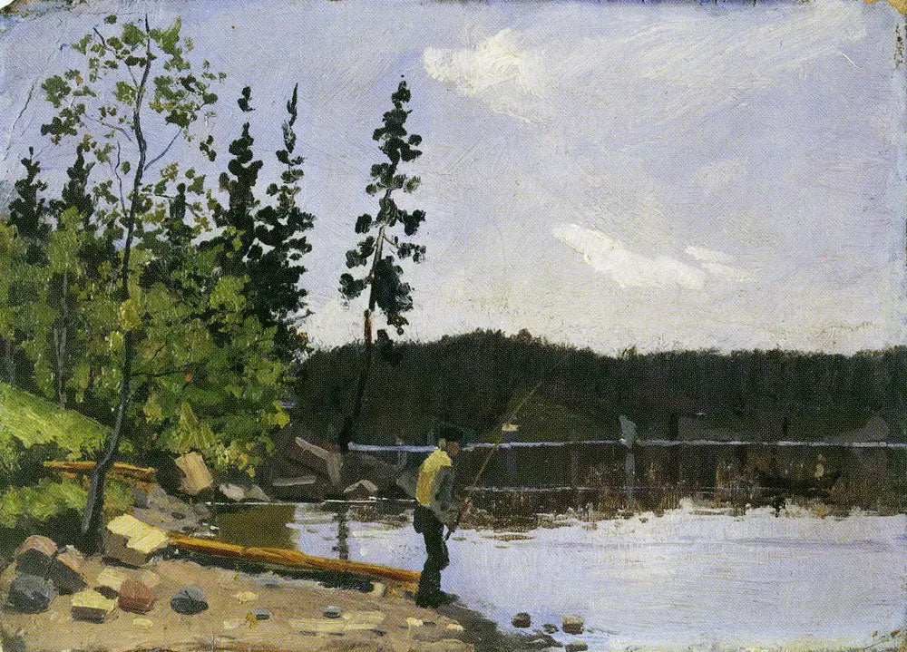 Pêcheur près de l'eau - Edvard Munch image 1 copie peinte à la main à l’huile