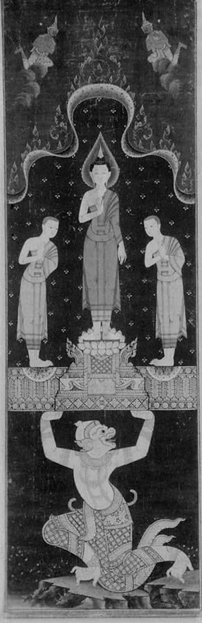 Peinture de temple bouddhique sur soie, Artiste thaïlandais anonyme, début du XIXe siècle