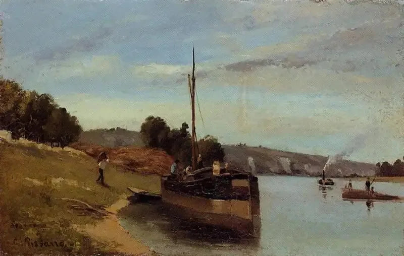 Péniches à La Roche-Guyon Argenteuil, Fête foraine - Camille Pissarro image 1 tableau peint à l’huile sur toile