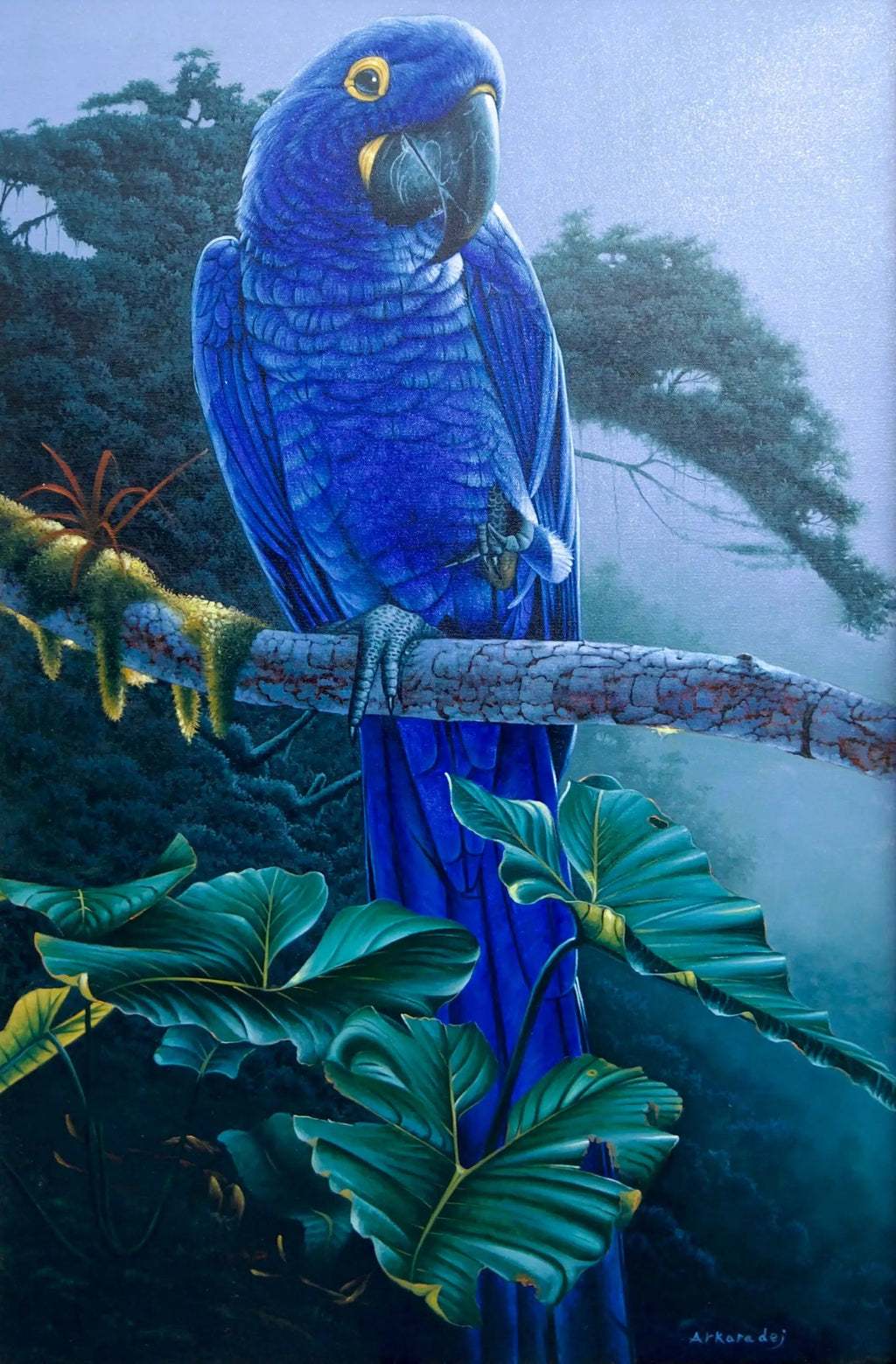 Perroquet Bleu dans la Jungle | 60 x 90 cm image 1 reproduction d’œuvre d’art à l’huile