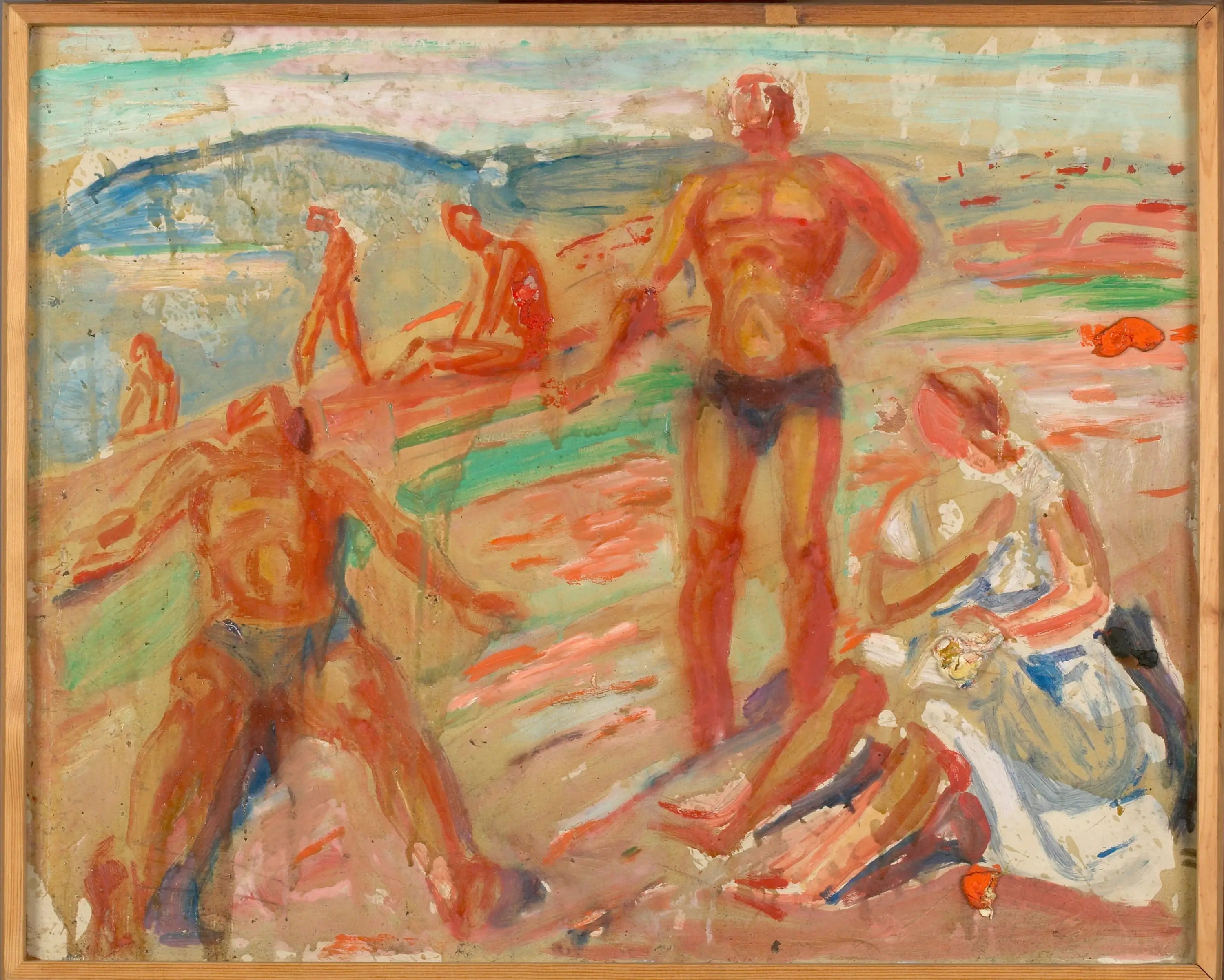 Reproduction du tableau « Personnes prenant un bain de soleil - Edvard Munch » par Alpha Reproduction en peinture à l’huile