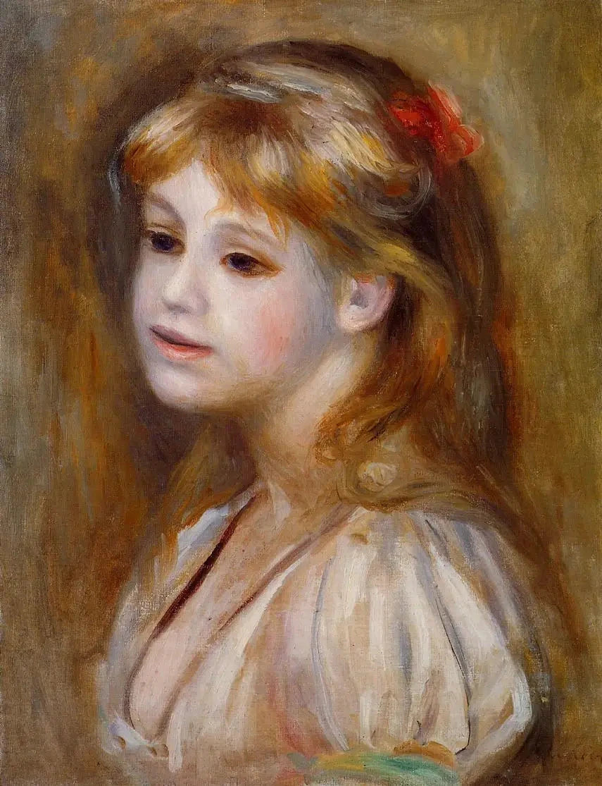 Petite fille au nœud rouge, 1890, Renoir – reproduction peinture à l’huile
