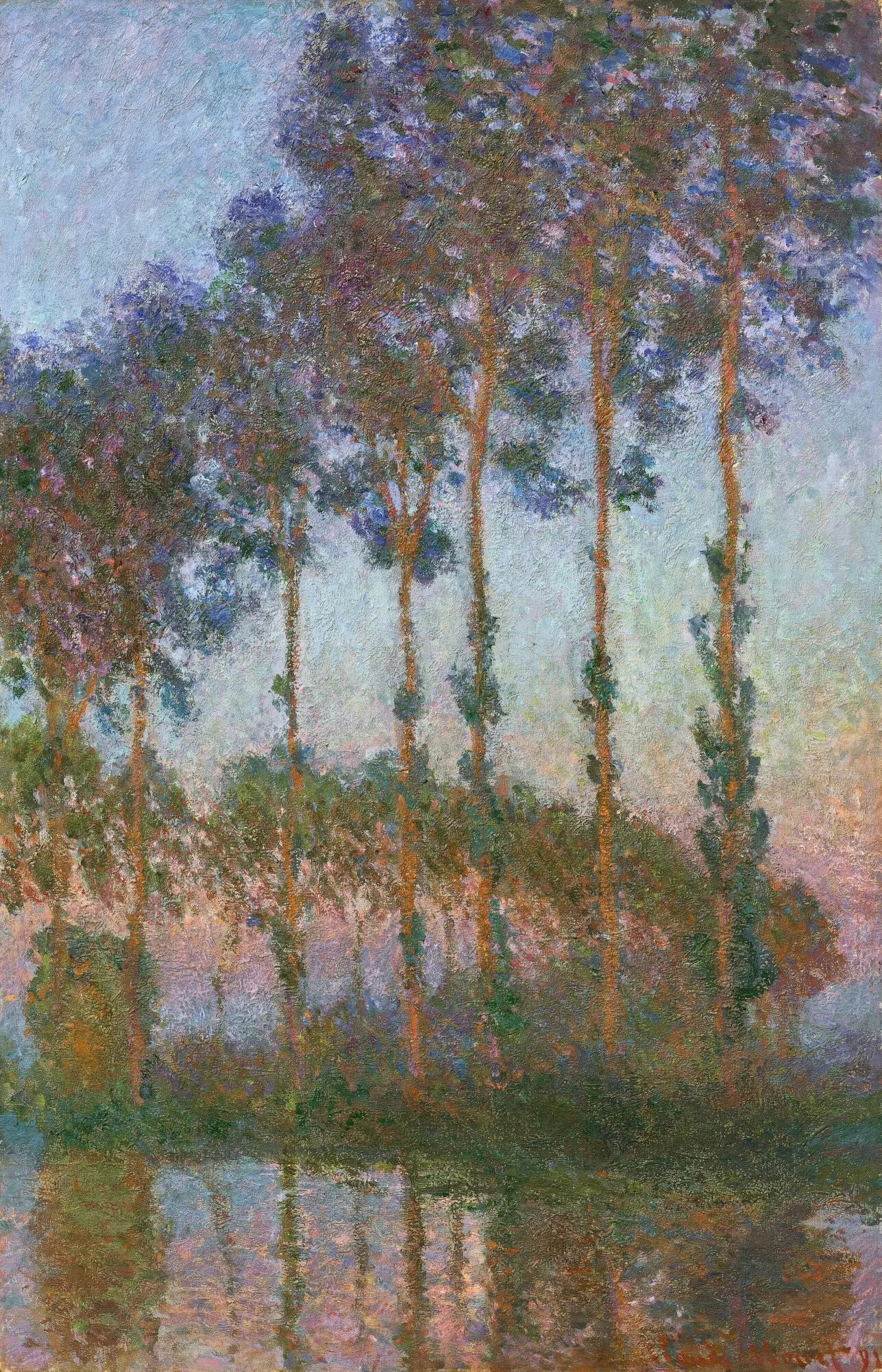 Reproduction du tableau « Peupliers au bord de l’Epte, crépuscule - Claude Monet » par Alpha Reproduction en peinture à l’huile