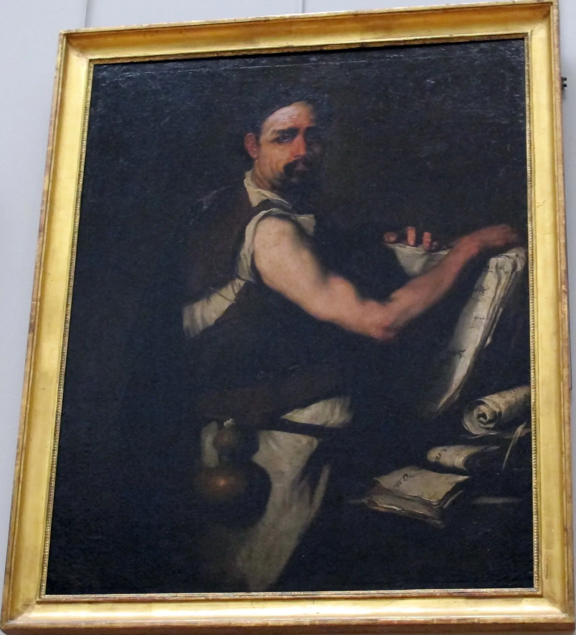 Philosophe avec une gourde à la ceinture - Luca Giordano image 1 tableau peint à l’huile sur toile