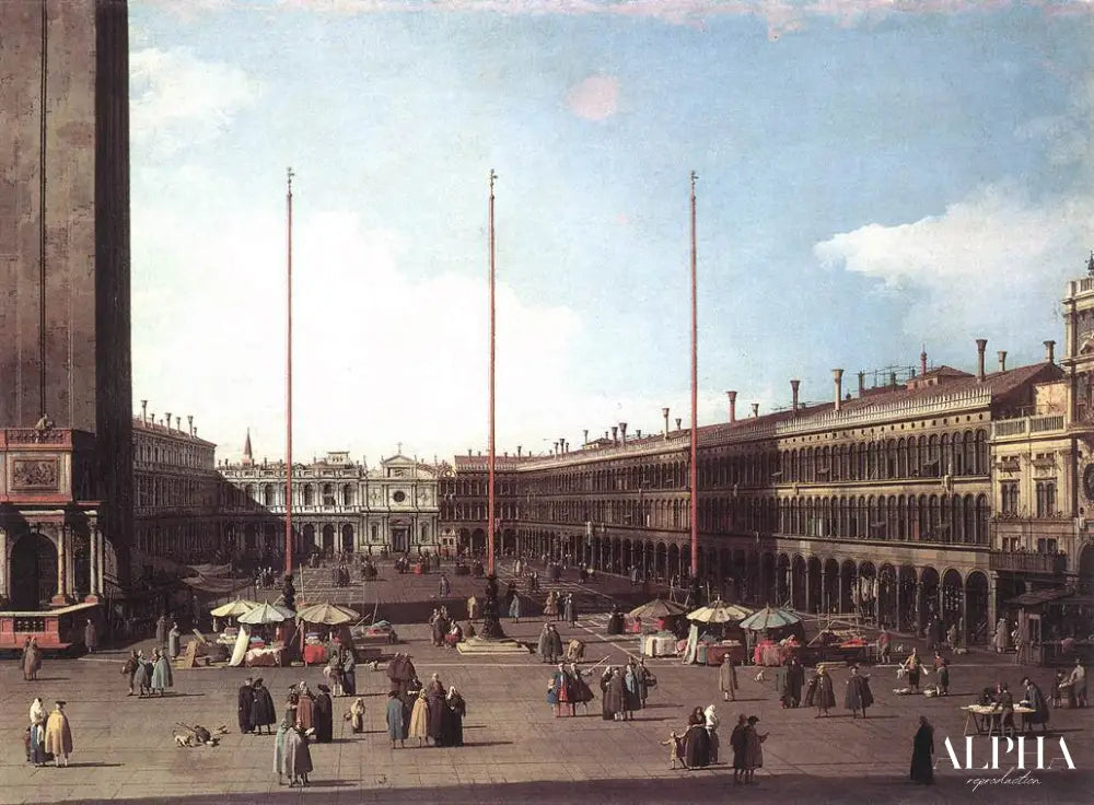 Piazza San Marco contre des San Geminiano - Giovanni Antonio Canal - Reproductions de tableaux et peintures haut de gamme