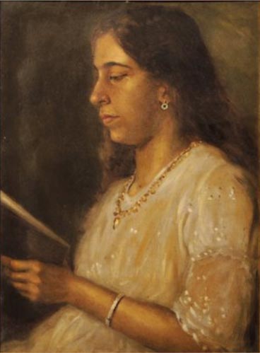 Jeune Femme parsie, M. F. Pithawalla, Date non précisée par la NGMA, huile sur toile