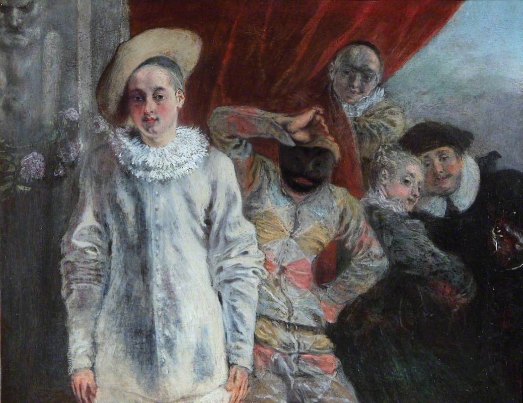 Pierrot, Arlequin et Scapin - Antoine Watteau image 1 reproduction de peinture à l’huile