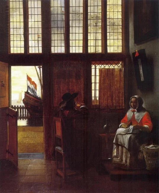 Intérieur donnant sur l'eau, peinture de Pieter de Hooch