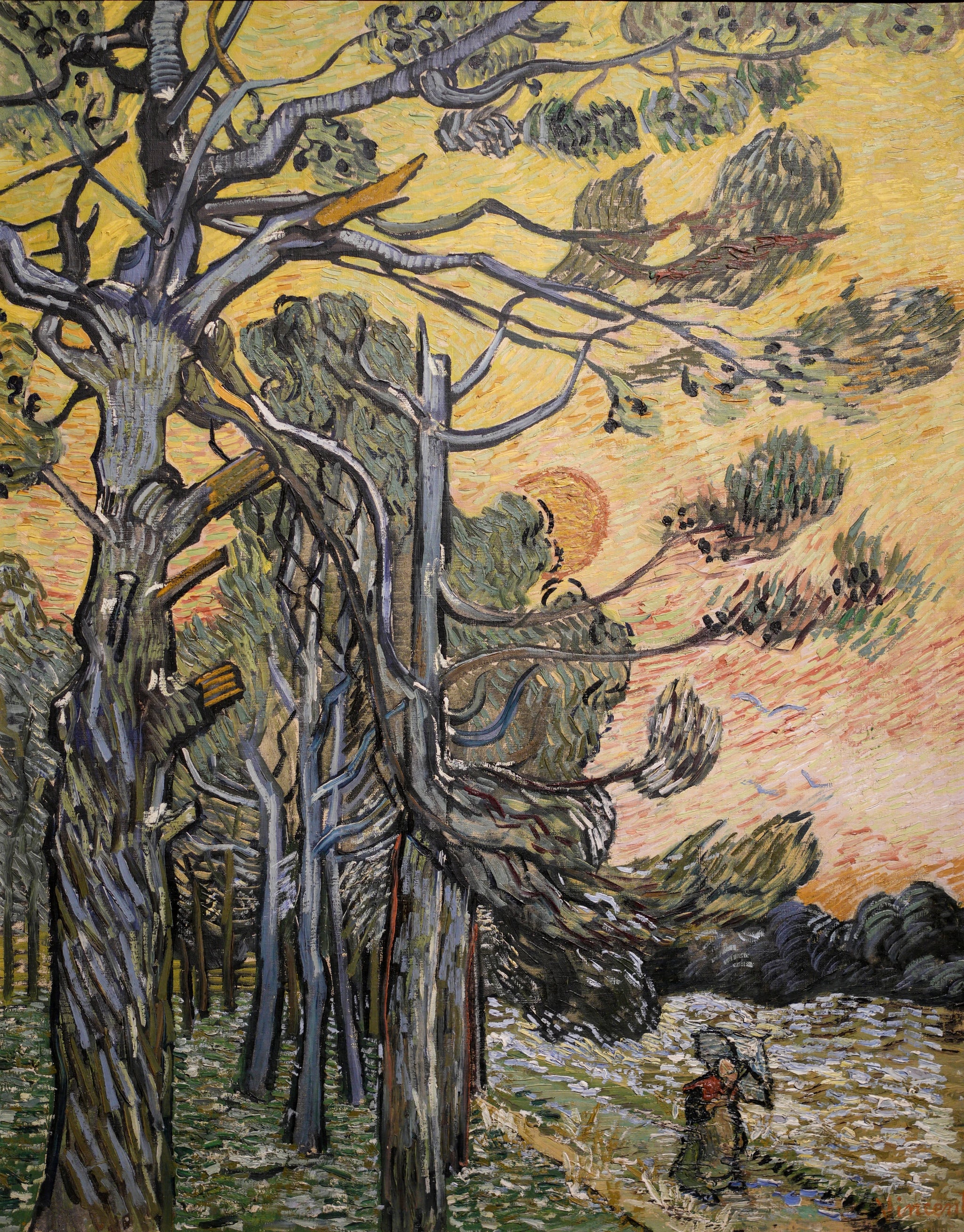 Pins au soleil couchant de Vincent van Gogh, F652 JH1843, Kröller-Müller Museum