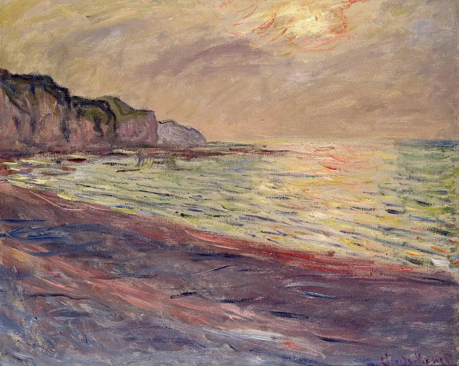La Plage à Pourville soleil couchant W777 par Claude Monet