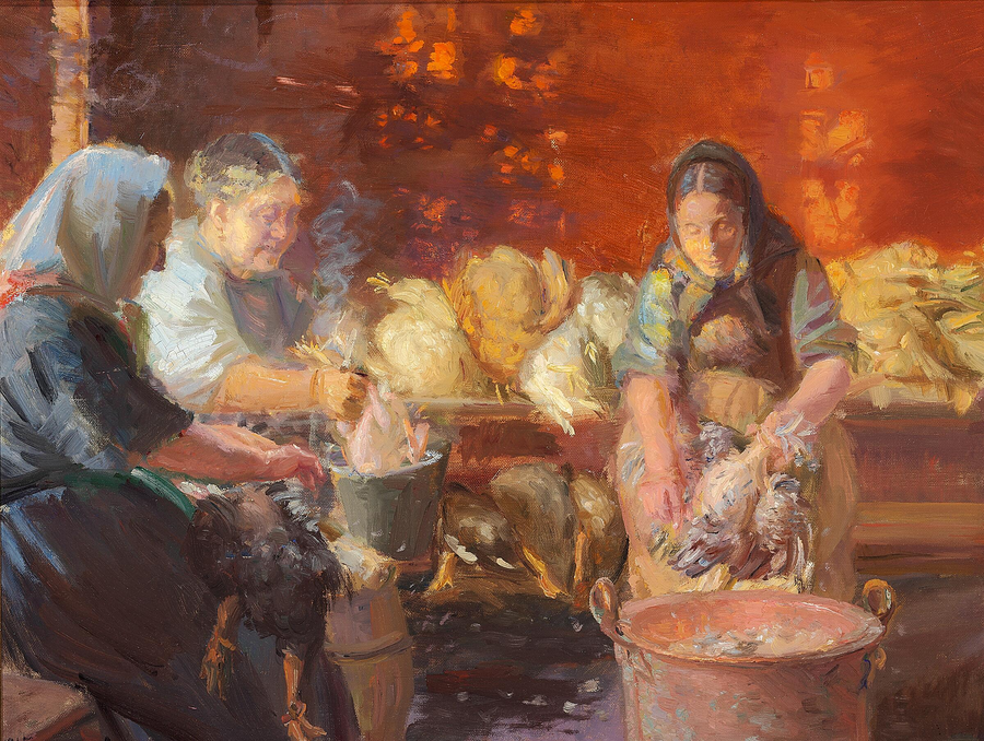 Plumer les poules. - Anna Ancher