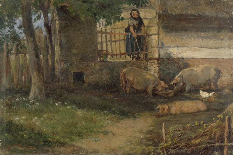 Porcs dans une ferme - Guillaume Anne van der Brugghen
