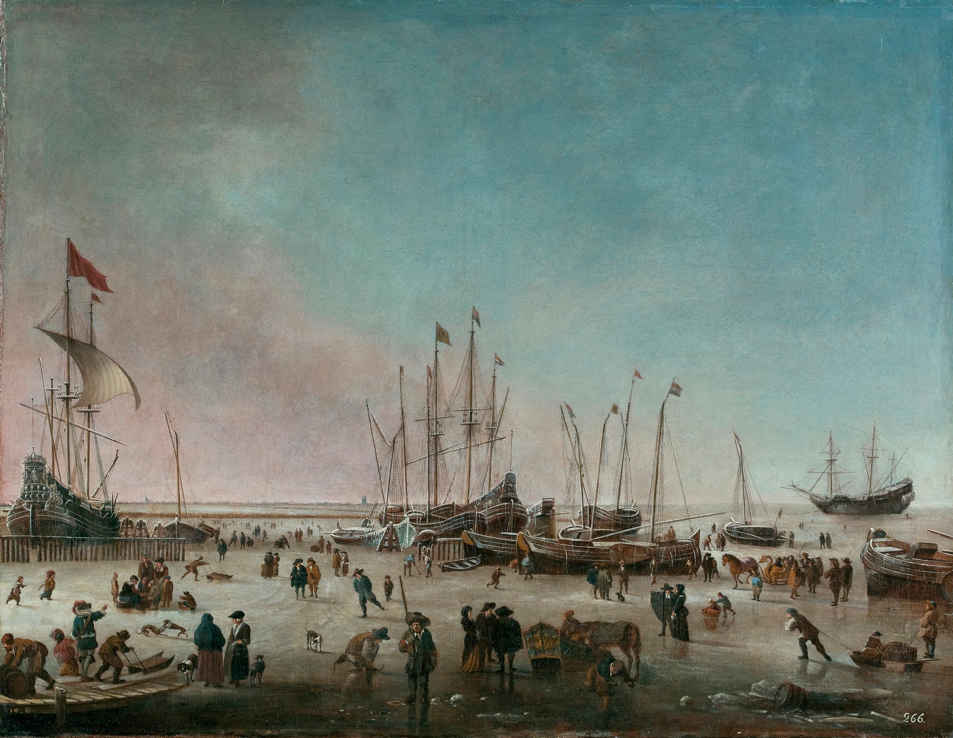 Le Port d'Amsterdam en hiver - Hendrik Jacobsz Dubbels