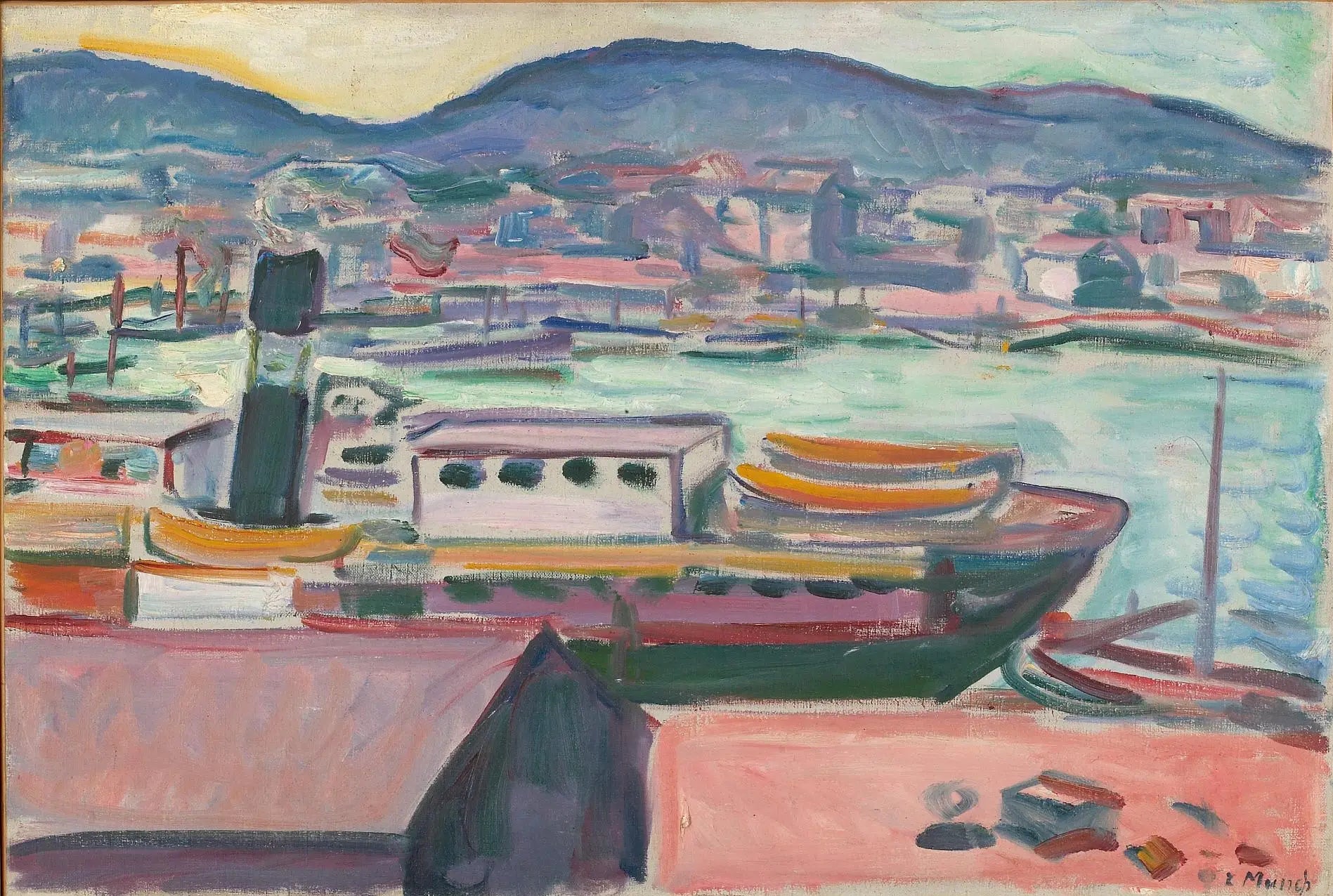 port de Bergen - Edvard Munch image 1 copie peinte à la main à l’huile