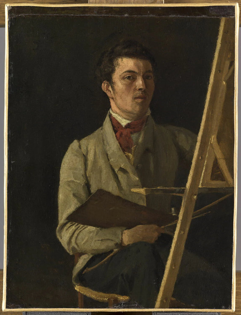 Portrait de l'artiste, assis près d'un chevalet - Jean-Baptiste Camille Corot