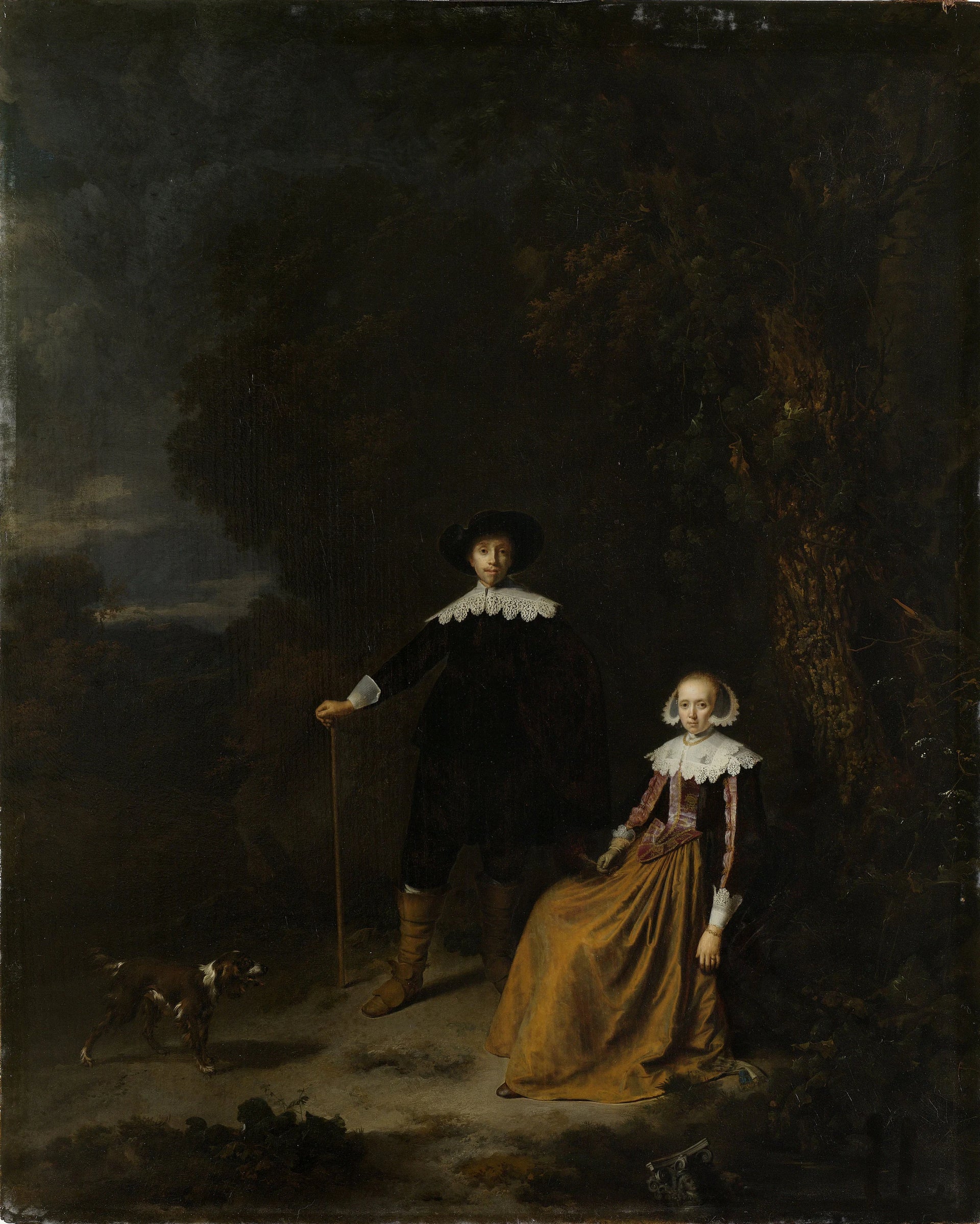 Portrait d'un couple dans un paysage - Gérard Dou
