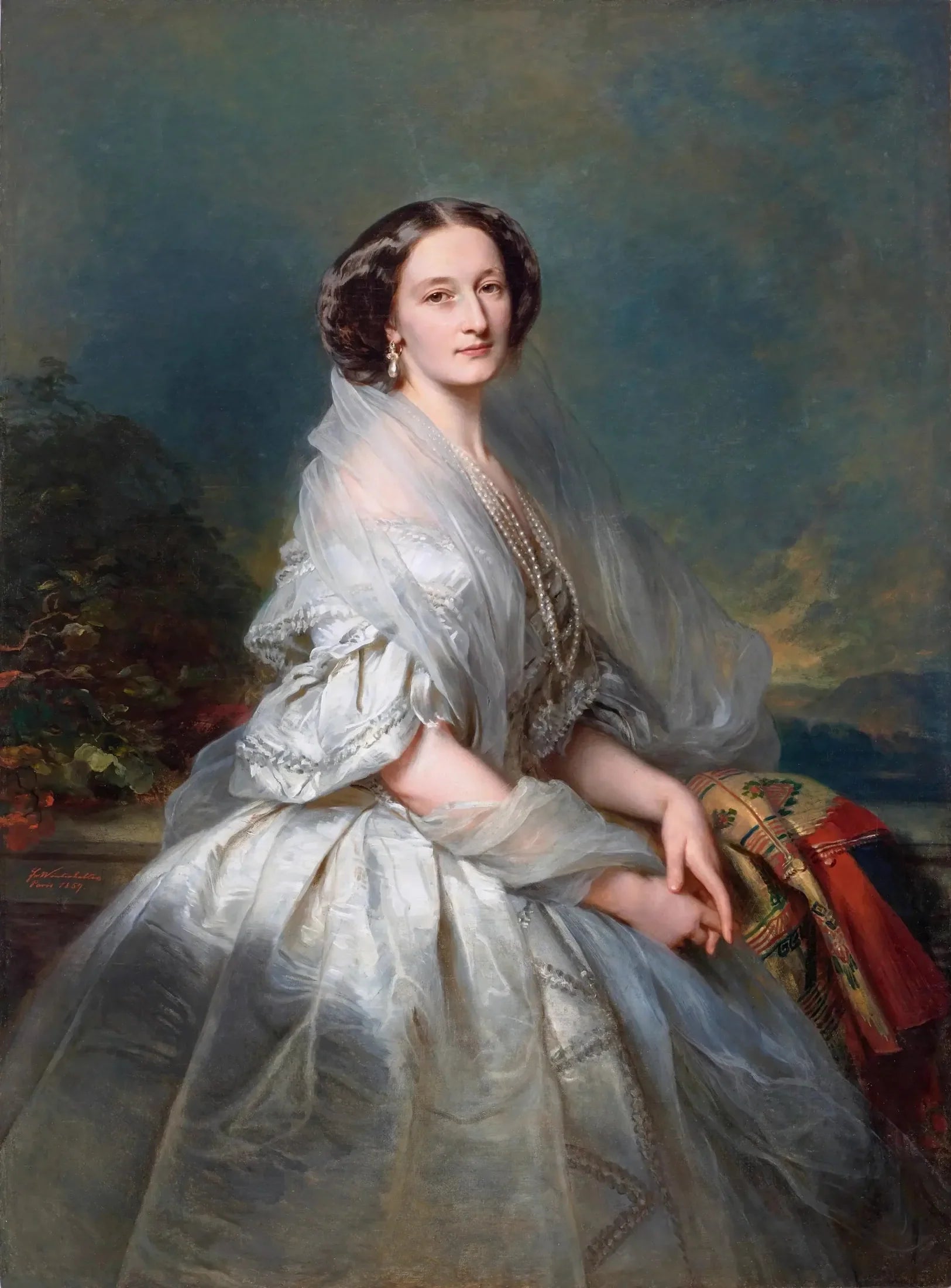 Portrait d'Eliza Franciszka Krasińska née Branicka. - Franz Xaver Winterhalter image 1 copie de tableau peinte à la main