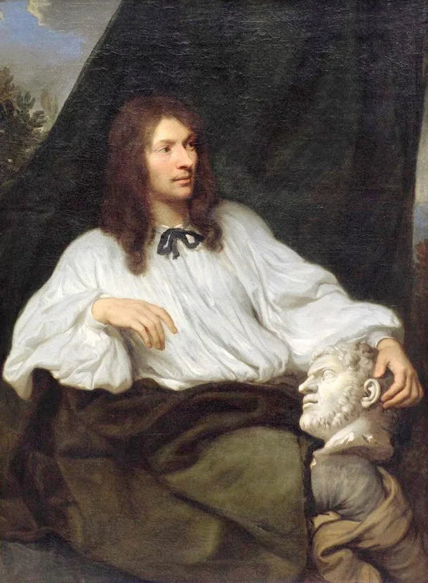 Portrait d'un homme locataire d'un buste de Caracalla - Sébastien Bourdon image 1 tableau peint à l’huile sur toile