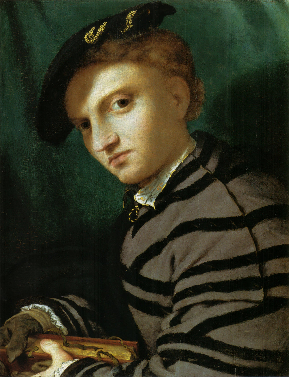 Portrait d'un jeune homme avec un livre - Lorenzo Lotto image 1 copie peinte à la main à l’huile