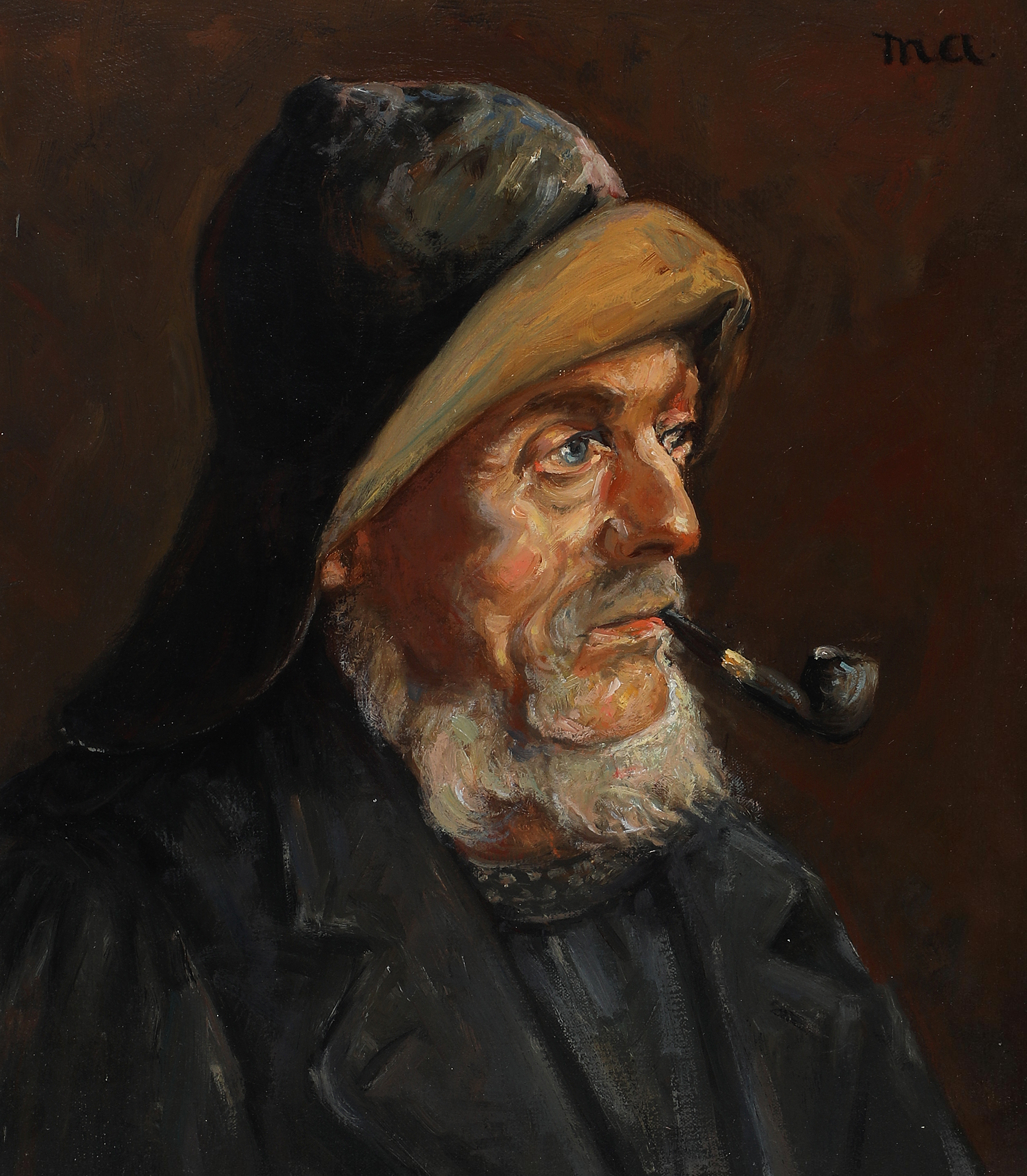 Portrait d'un pêcheur. 35 x 31 cm. - Michael Peter Ancher image 1 reproduction d’œuvre d’art à l’huile