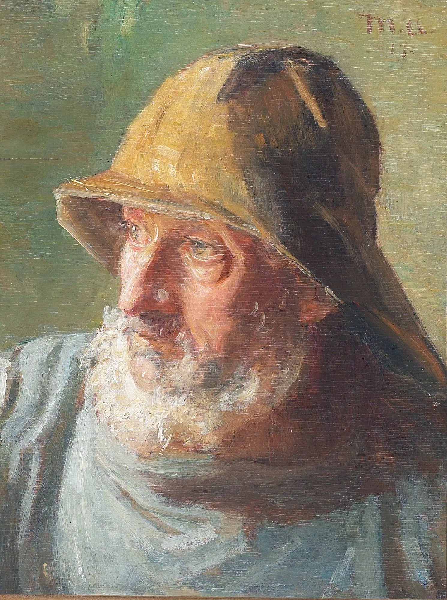 Portrait d'un pêcheur portant un ciré. - Michael Peter Ancher image 1 reproduction artisanale de tableau