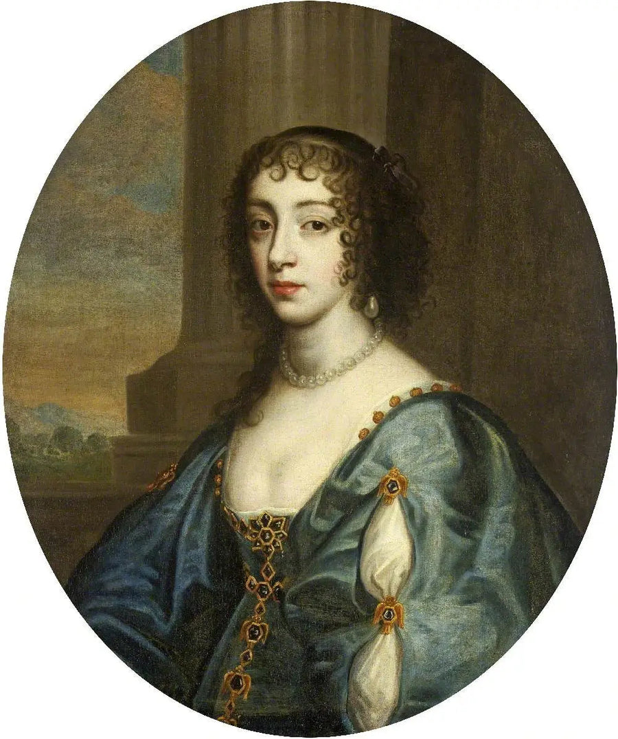 بورتريه لامرأة ترتدي الأزرق، استنادًا إلى الملكة هنرييت ماري - أنطوان فان دايك
